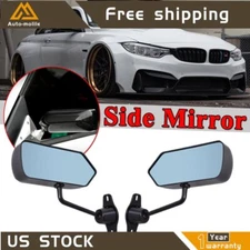 Pair Universal F1 Style Car Racing Rearview Side Wing Mirrors Convex Glass Black