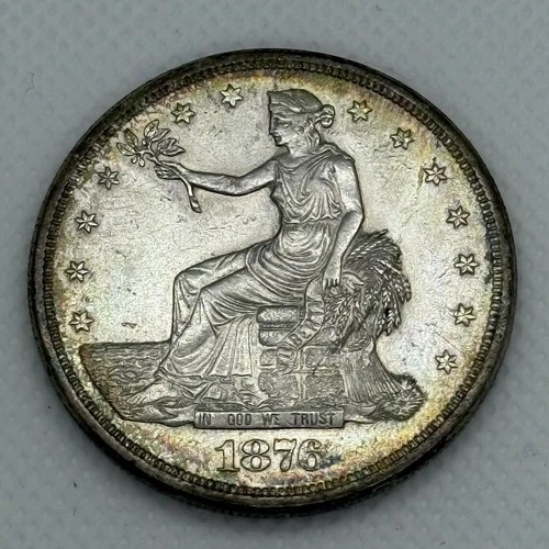 1876-S Trade Dollar $1 AU Detail Nice Rim Toning Strong Eye Appeal