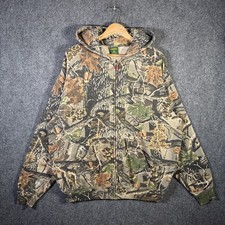Vintage Camo Hoodie Adult XL 90s Camouflage Mossy Oak Tree USA Heavy Cabelas Zip