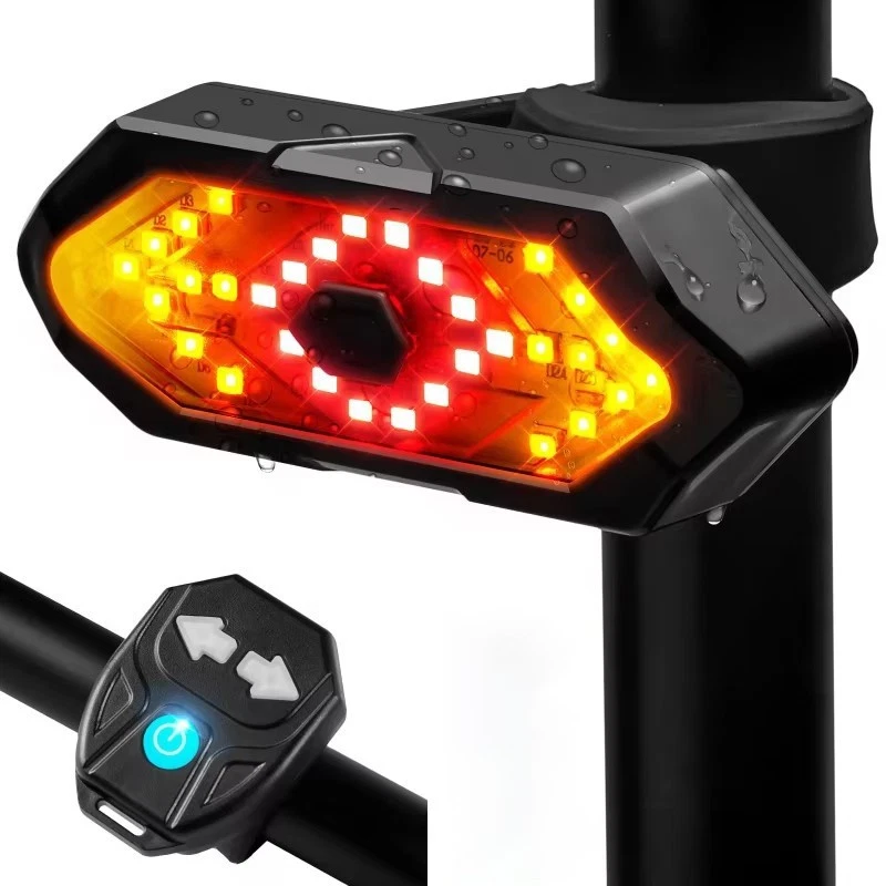 Bicycle Turn Signal Light Wireless Indicator LED Bike Rear Tail + Remote Control