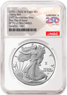 #ad 1776 2026 W Proof Silver Eagle NGC PF70 First Day of Issue Flag Label Presale $329.95