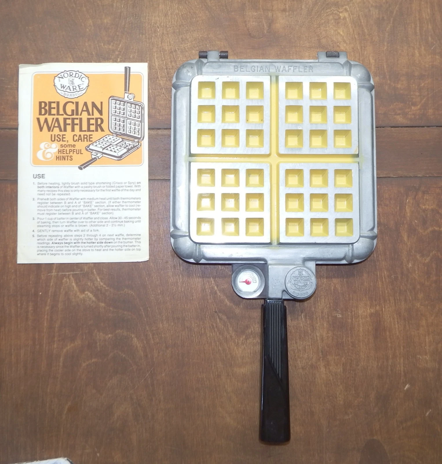 Vintage Bundt Nordic Ware Belgian Waffler No 15000 Stove Top Waffle Iron Camping