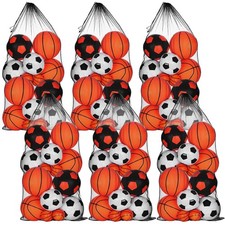 6 Pcs large Mesh Bag 24 x 48 inch Ball Mesh Drawstring Storage Sports Equipme...
