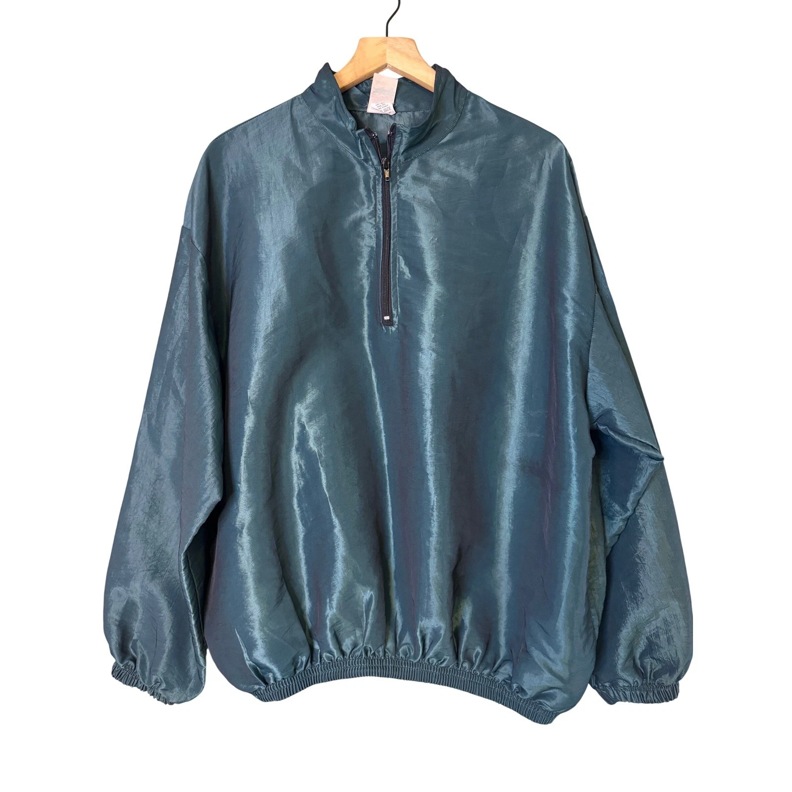 Mama Coca Vintage Iridescent Teal Quarter Zip Windbreaker Pullover One Size