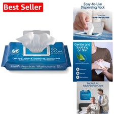 Moist Adult Washcloths for Seniors with Aloe and Vitamin E - 50 Count Pack