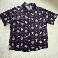 ANAHEIM MIGHTY DUCKS Button Up Hawaiian XL SHIRT SGA All Over Logo Vida Divina