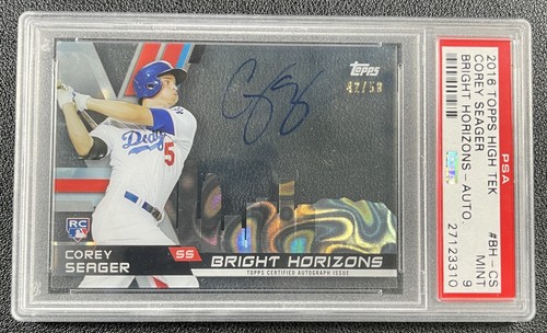 COREY SEAGER PSA 9 2016 TOPPS HIGH TEK #BH-CS ROOKIE BRIGHT HORIZONS AUTO 42/50