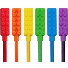 Chewable Pencil Toppers for Sensory Kids Boys and Girls 6 Pack , Silicone