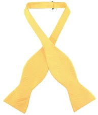 Antonio Ricci SELF TIE Bow Tie Solid GOLD Color Ribbed Pattern Mens BowTie