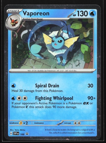 Vaporeon 168 SV: Scarlet & Violet Black Star Promo Pokemon Card