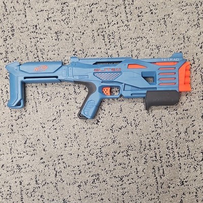 NERF Elite 2.0 Tetrad Dart Blaster Blue Foam Toy Blaster 4-Dart Capacity