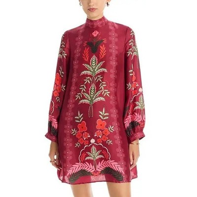 Johnny Was NWT Kalova Mini Dress Silk Blend Long Sleeve Mock Neck Tunic Size XXL