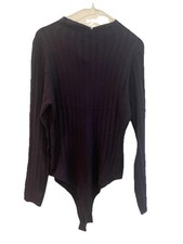 NWT black women s long sleeve mock turtleneck bodysuit Polyester blend Light