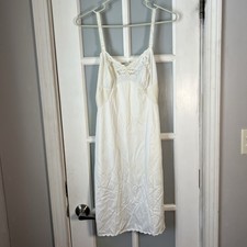Vintage Montgomery Ward Ivory Slip Dress Size 16 38 USA Lingerie Fairy Core Fem