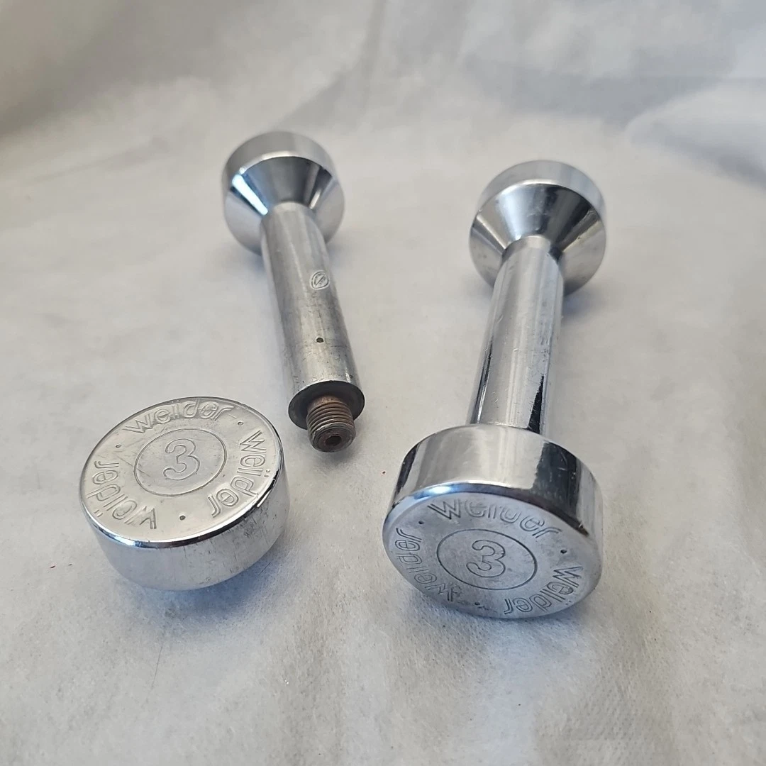 2 Weider Chrome Adjustable / Removable Threaded Dumbbells 3 Lb Each