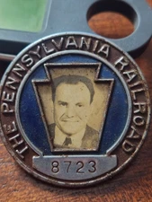 Antique 1920's The Pennsylvania Railroad Employee Photo ID Badge Altoona PA Mob