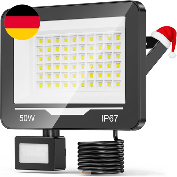 50W 5000LM Led Strahler Fluter Mit Bewegungsmelder AußEn 1 StüCke, 6500K Kaltwei-image