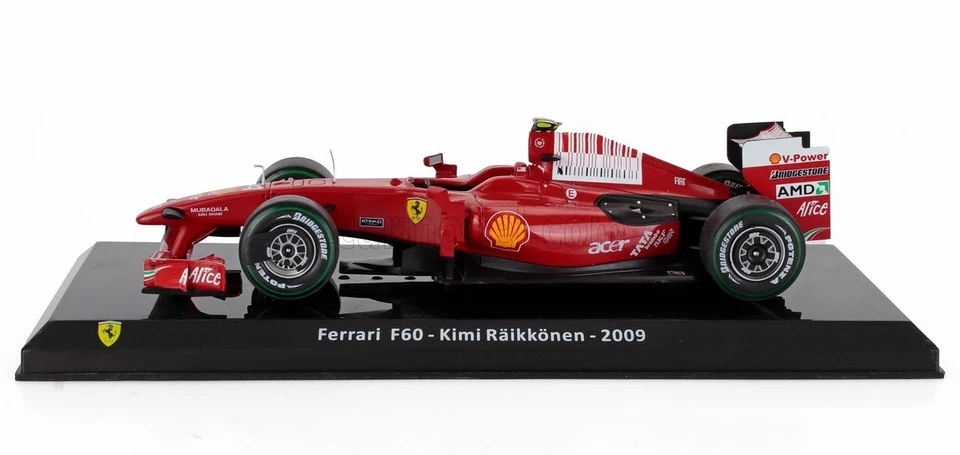 MODELLINO AUTO STATICO FERRARI F1 F60 2009 KIMI RAIKKONEN CON VETRINA SCALA 1/24 - Immagine 4 di 4