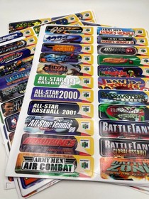 Custom Replacement Top Labels Compatible with Nintendo 64 (N64)Full Set + Extras