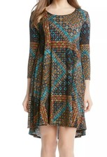 KAREN KANE XL Mosaic Print Maggie High Low Trapeze Dress Jersey Knit