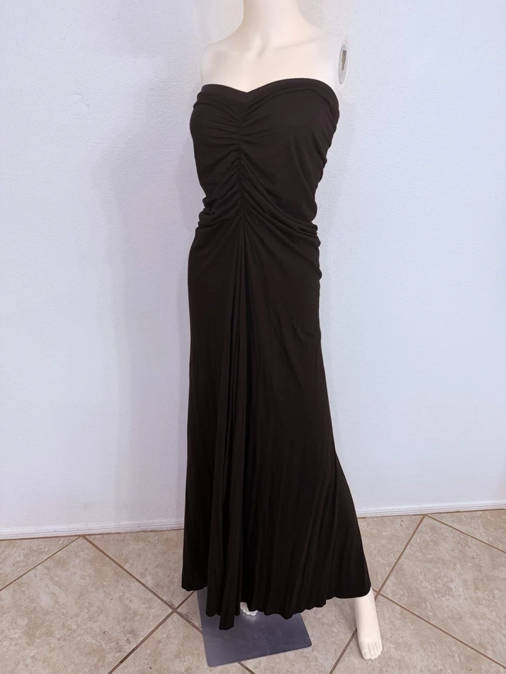 Maxi Vestido Largo Rick Owens Lilies Vintage Elástico Algodón Acanalado Sin Tirantes IT44 Foto 2 de 4