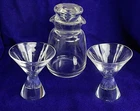 50's 2 Steuben Teardrop Martini Glasses And Decanter