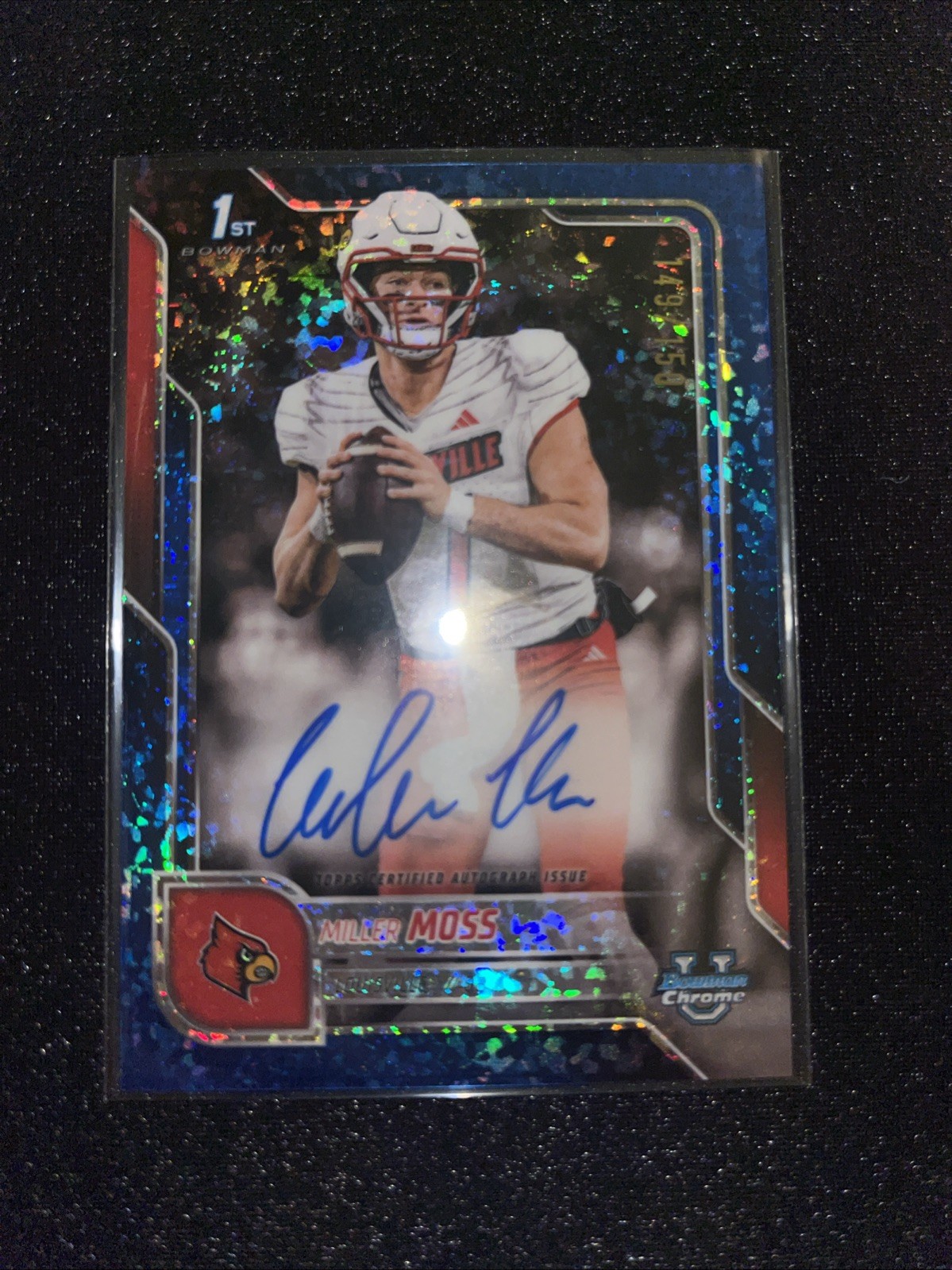 MILLER MOSS 2025 BOWMAN U CHROME 1ST BLUE MINI DIAMOND AUTO /150