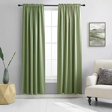 Blackout Curtains - 90 Inches Long Thermal 52"W x 90"L Pack of 2 Sage Green