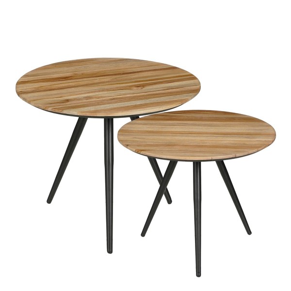 Mica Decorations Jailey Beistelltisch – 2Er Set – H49 X Ø50 Cm – Recyceltes Holz-image