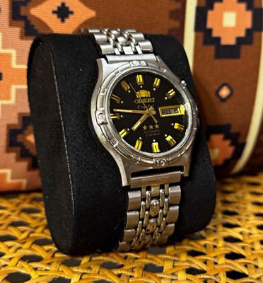 Vintage Orient Tristar Automatic Men's Day/Date Black/Gold Dial Watch