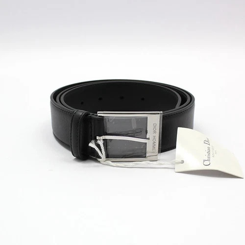 Ceinture Dior cuir noir boucle argentée 100 4181PUXIN 68387478