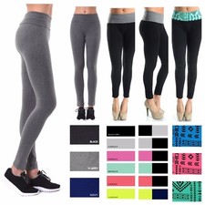 Women Soft Comfy Cotton Spandex Legging Yoga Slim Tight Gym Sport Athletic Pants