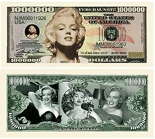 ✅ Pack of 10 Marilyn Monroe 1 Million Dollar Bills Collectible Novelty Money ✅