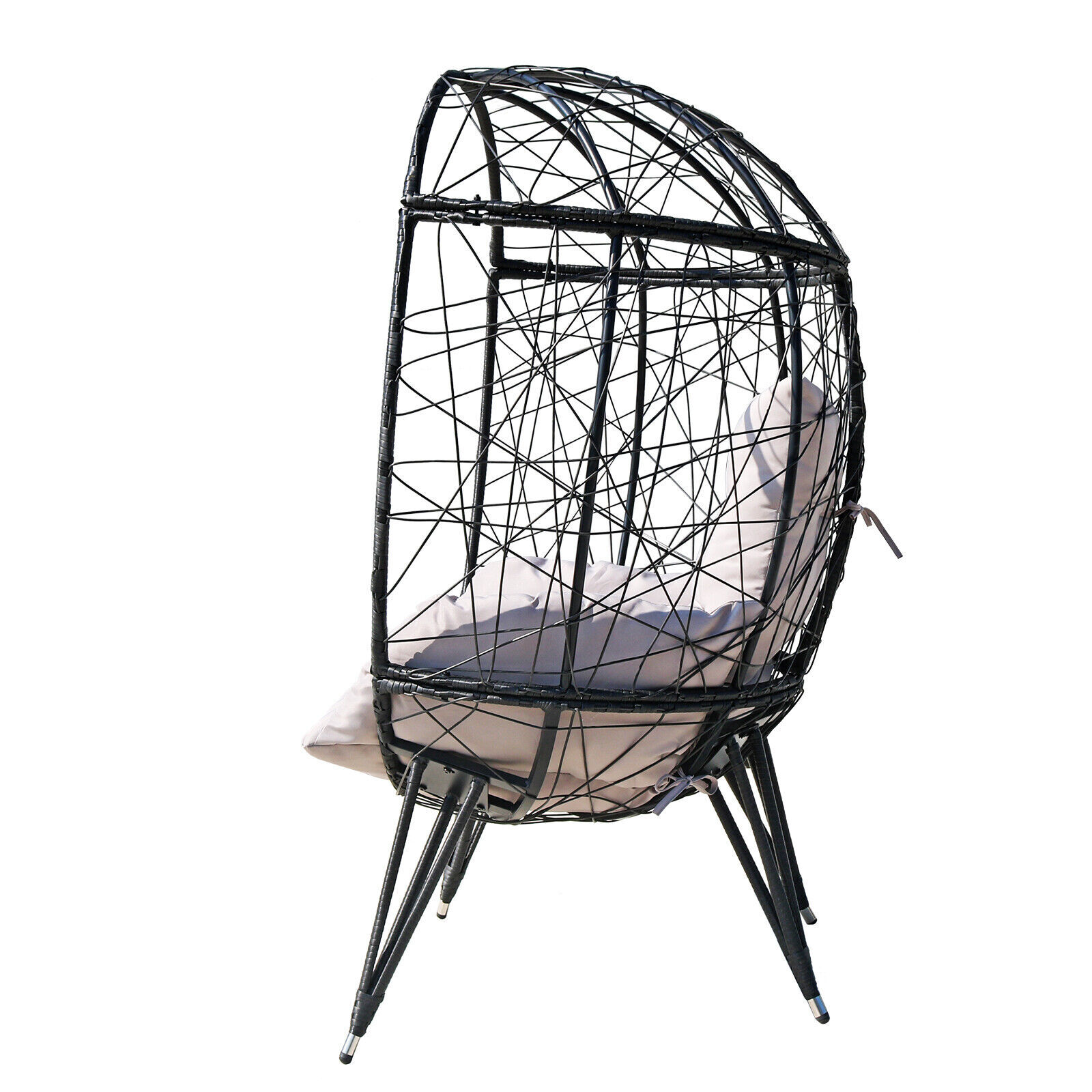 VIXLON Outdoor Patio Wicker Oversized Lounger Teardrop Egg Chair w