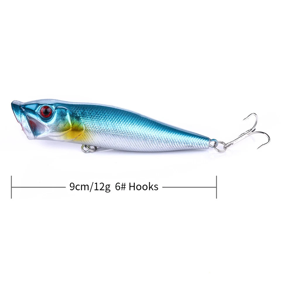 10 Stück 9cm/12g Popper Fischköder Angeln Köder Haken Forelle Wobbler Crankbait - Bild 3 von 4
