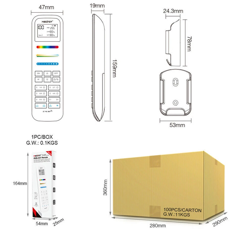 Miboxer FUT100 100 Zones 2.4G RF Remote For Milight led strip controller bulb - Image 3 of 4