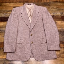 Vintage Farah Tweed Blazer 42R Tan Wool Herringbone Sport Coat