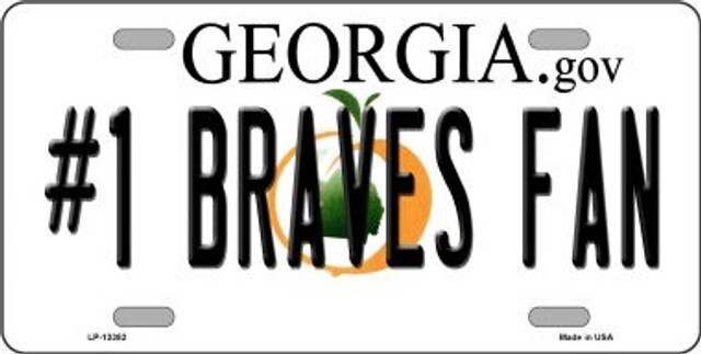 Number 1 Braves Fan Novelty Metal License Plate Tag Tag