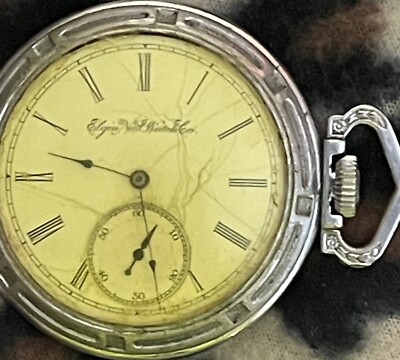 Antique Open Faced 1895 Elgin Pocket Watch 15 Jewel 3/4 Plate