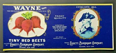 Vintage Wayne Brand Beets Edgett Burnham Co New York 1940s Can Label Z2