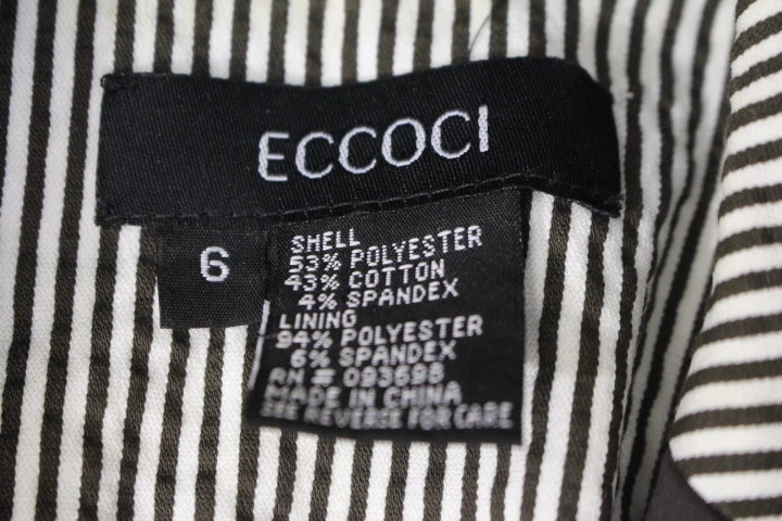 ECCOCI Brown & White Striped Blazer Vest Cotton Blend Womens Size 6-B42 - Image 4 of 4