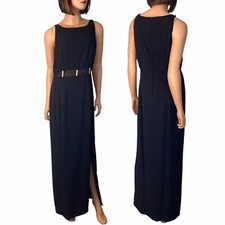 NEW Vintage 80's Black Evening Party Dress Rhinestones Sheer Center Cutout 12 