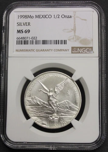 1998 Mo MEXICO NGC MS69 1/2 OZ SILVER LIBERTAD