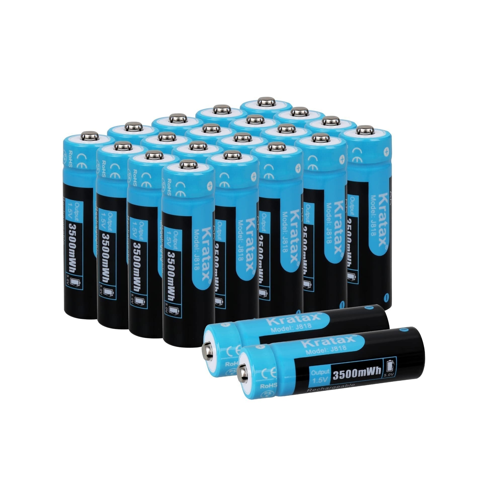 Kratax AA Rechargeable Batteries 3500mWh High Capacity Double A Lithium Batte...-image