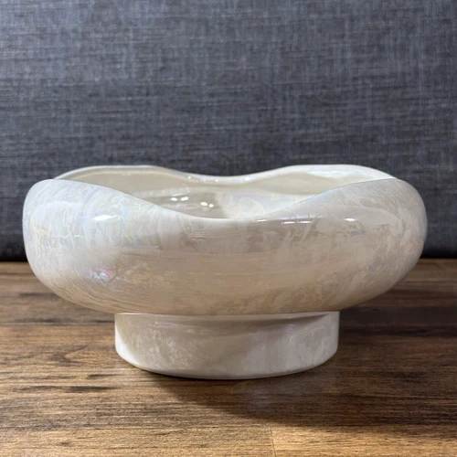 Vintage McCoy Pottery Cascade 1507 Mother of Pearl Low Centerpiece Bowl White