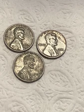 1943 p,d,s lincoln steel pennies, 3 coins,  free shipping