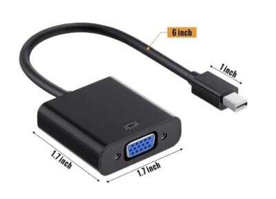 Kanayu Mini Display Port To VGA Adapter 1080p Compatible W/ PC HDTV Computer