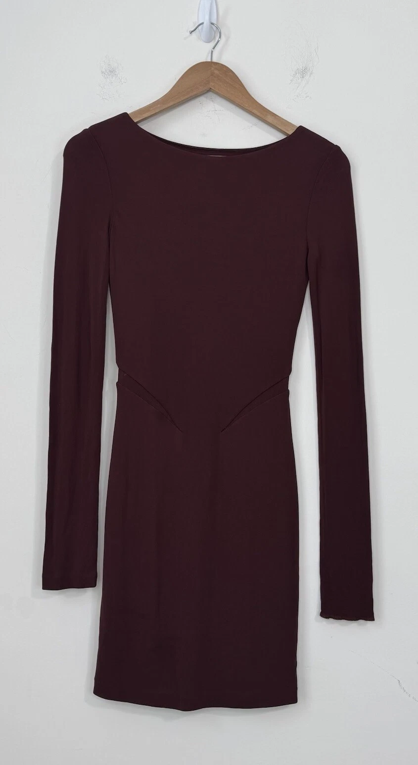T Alexander Wang Mini Abito Tubino Maglia Manica Lunga Taglia XS Maglia Borgogna