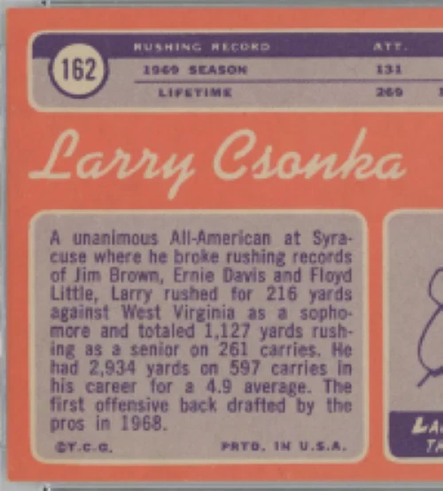 1970 Topps Football Sealed Wax Pack PSA 7 NM Csonka on back OJ RC Year - Image 4 of 4