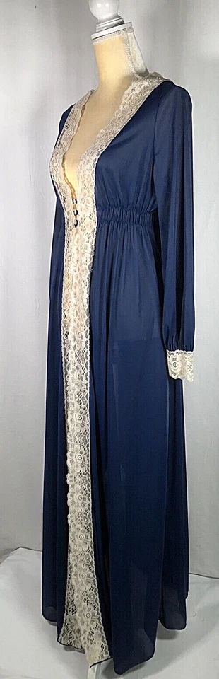 Gossard Artemis Women Nightgown Robe Kaftan Lingerie Medium Old Hollywood Blue - Image 4 of 4